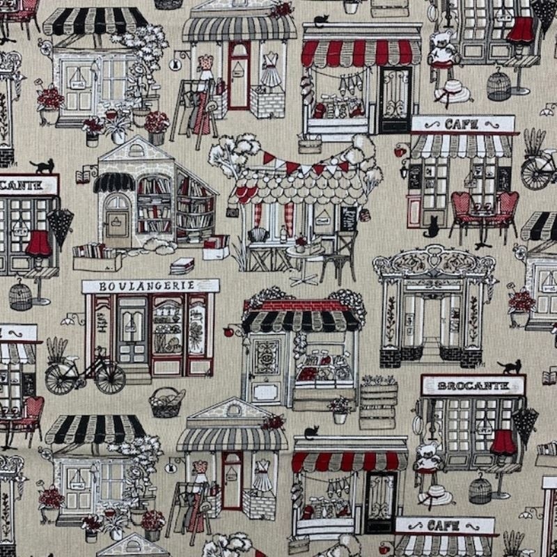 Tissu Toile Imprimée Artisans Noir rouge