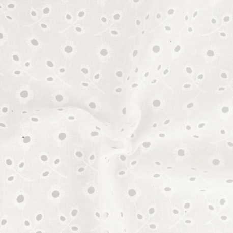 Tissu Broderie Anglaise Petite Fleur Blanc