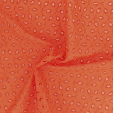 Tissu Broderie Anglaise Flor Orange