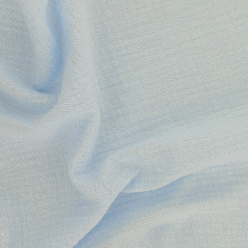 Tissu Francine Double Gaze Unie Bleu Clair 