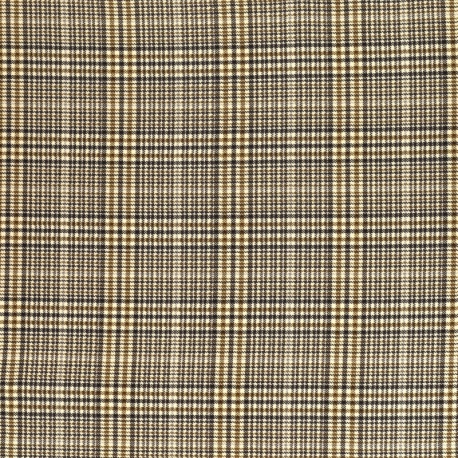 Tissu Twill Stretch Lourd Carreaux Beige et marron 