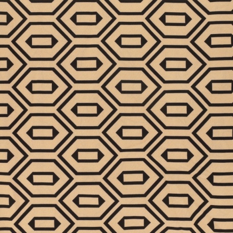 Tissu Viscose Fluide stretch Imprimée Géométrique Beige