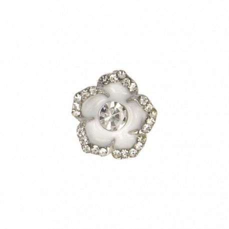 Bouton fleur centre stras