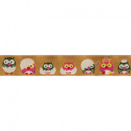 Galon jacquard chouettes