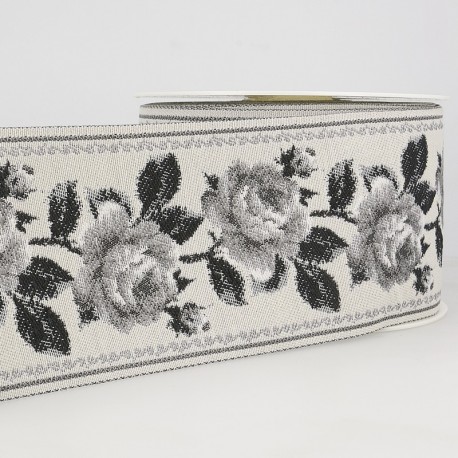 Galon jacquard roses