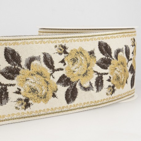 Galon jacquard roses