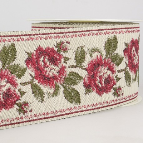 Galon jacquard roses