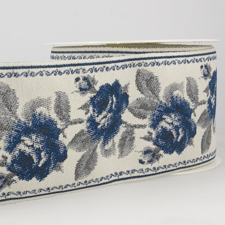 Galon jacquard roses