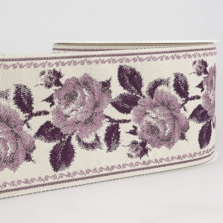 Galon jacquard roses