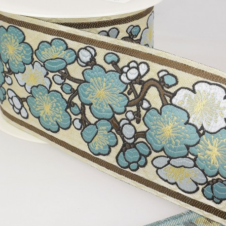 Galon jacquard fleurs