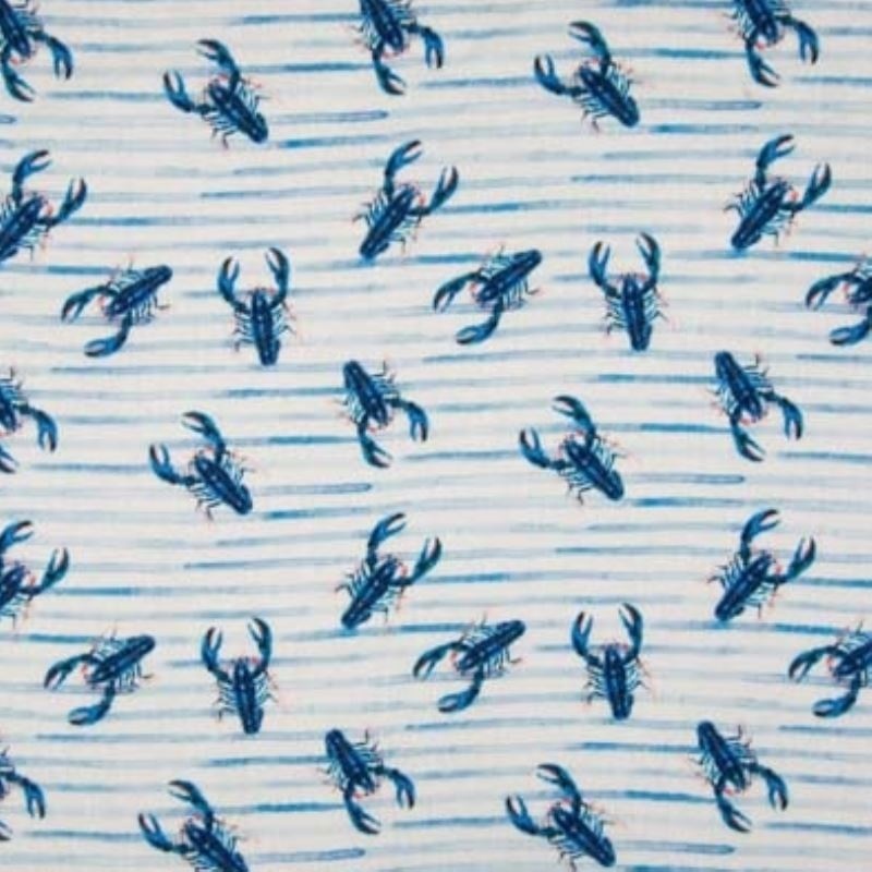 Tissu Bambino Imprimé Homard Bleu 