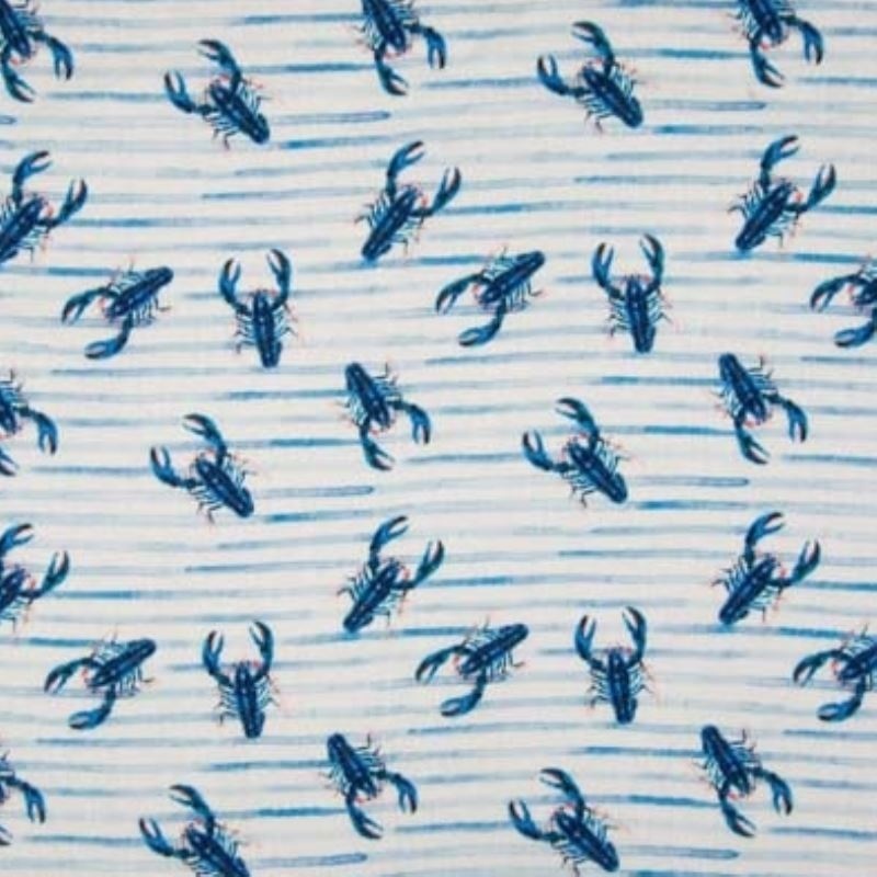 Tissu Bambino Imprimé Homard Bleu 