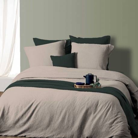 Parure Housse de Couette Double Gaze Romane Coloris Lin 