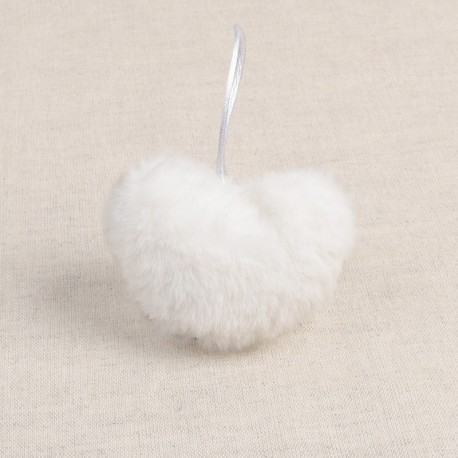 Pompon coeur fourrure artificielle