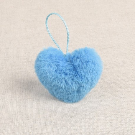 Pompon coeur fourrure artificielle