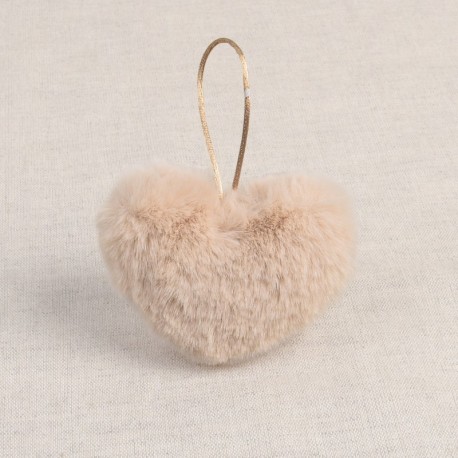 Pompon coeur fourrure artificielle