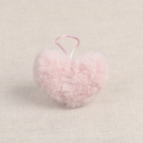 Pompon coeur fourrure artificielle