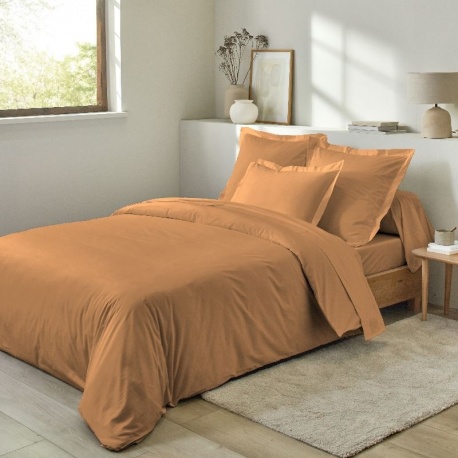 Linge de Lit LENA en Percale Unie Caramel