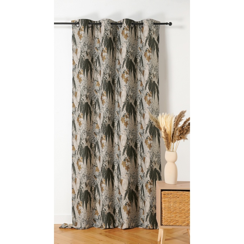 Tissu Jacquard  Perruche Ecru - Grande largeur