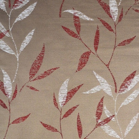 Tissu Jacquard Leafy Bordeaux 