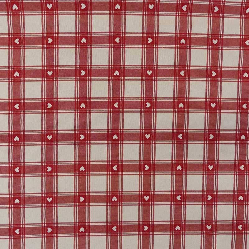 Tissu Jacquard Margot Carreaux Rouge 
