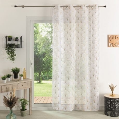 Rideau Etamine Louisy Brodé Beige 