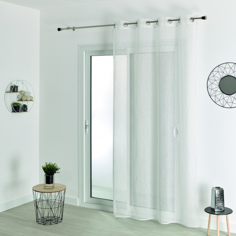 Rideau Voile Tissé Lurex Argent Cristal