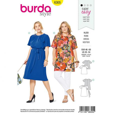 Patron Burda Style 6305 Robe De Femmes De 48 à 62