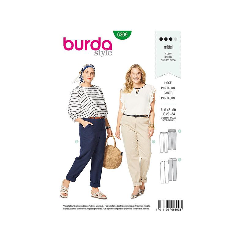 Patron Burda Style 6309 Pantalon pour Femmes de 48 à 62