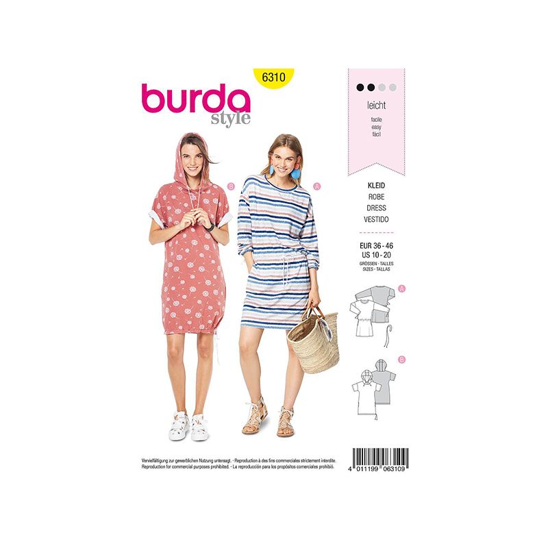 Patron Burda Style 6310 Robe pour Femmes de 38 à 48