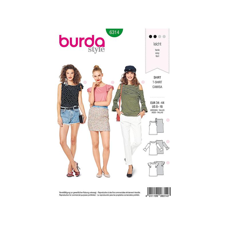 Patron Burda Style 6314 T-shirt pour Femmes de 36 à 46