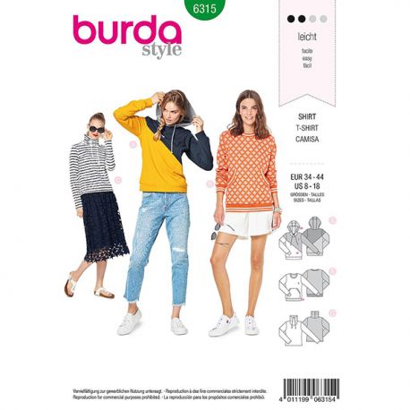 Patron Burda Style 6315 Sweat pour Femmes de 36 à 46