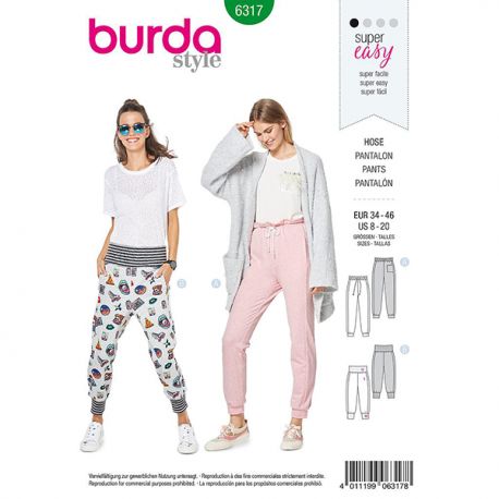 Patron Burda Style 6317 Pantalon pour Femmes de 36 à 48