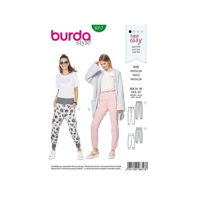 Patron Burda Style 6317 Pantalon pour Femmes de 36 à 48