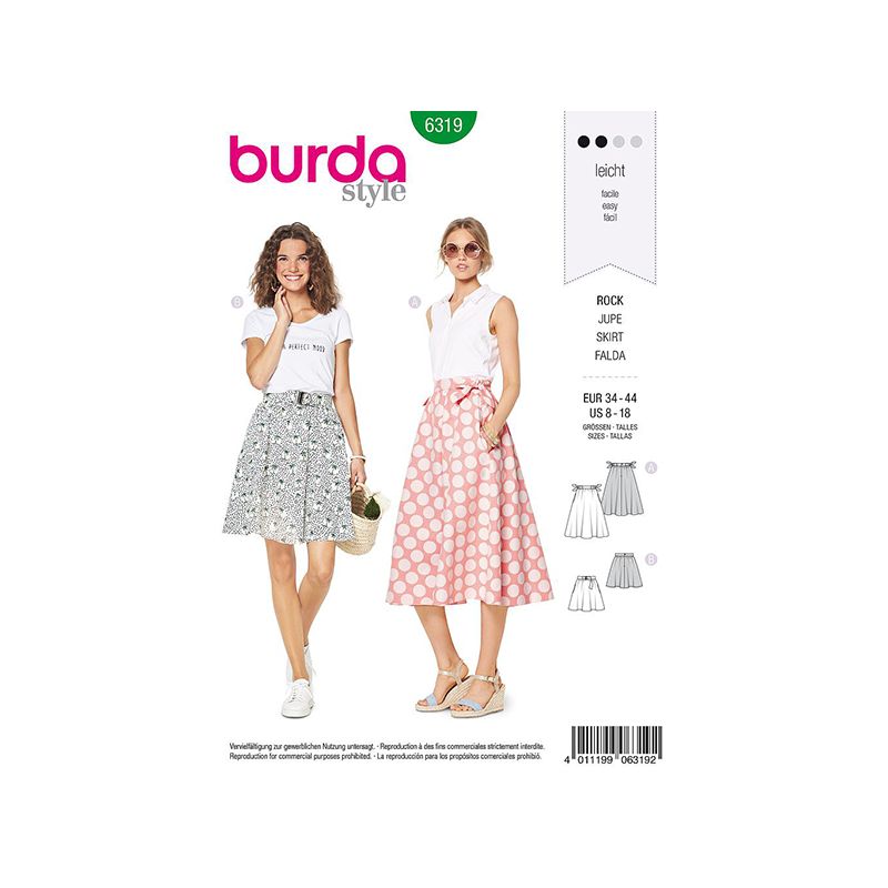 Patron Burda Style 6319 Jupe pour Femmes de 36 à 46