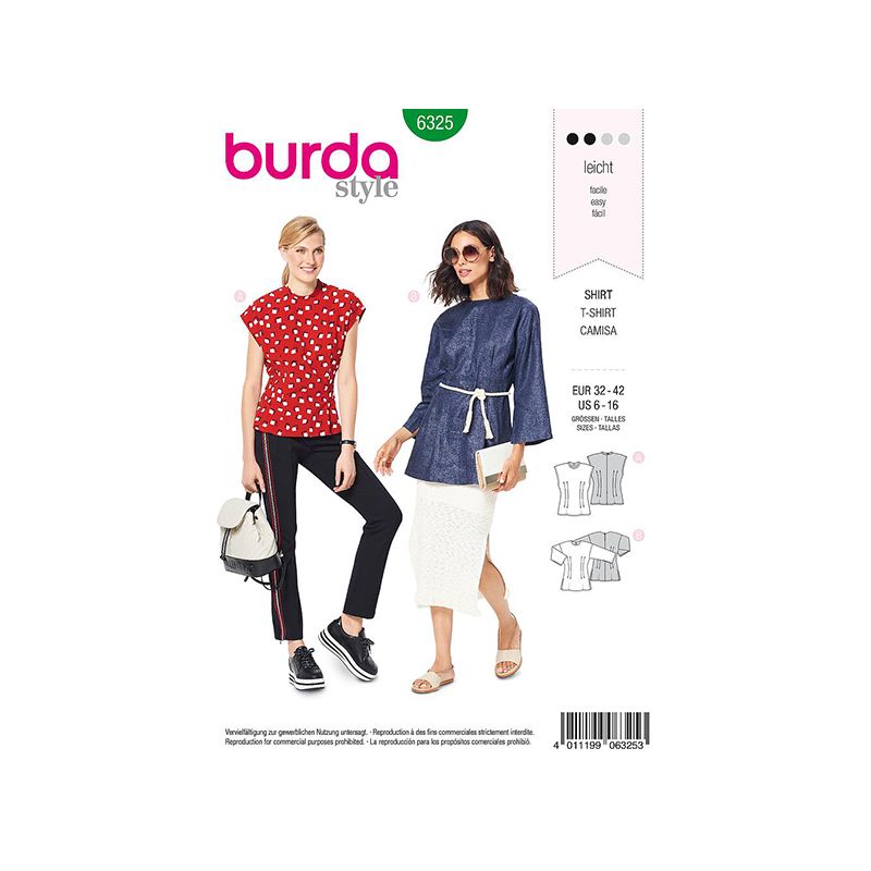 Patron Burda Style 6325 Blouse pour Femmes de 34 à 44