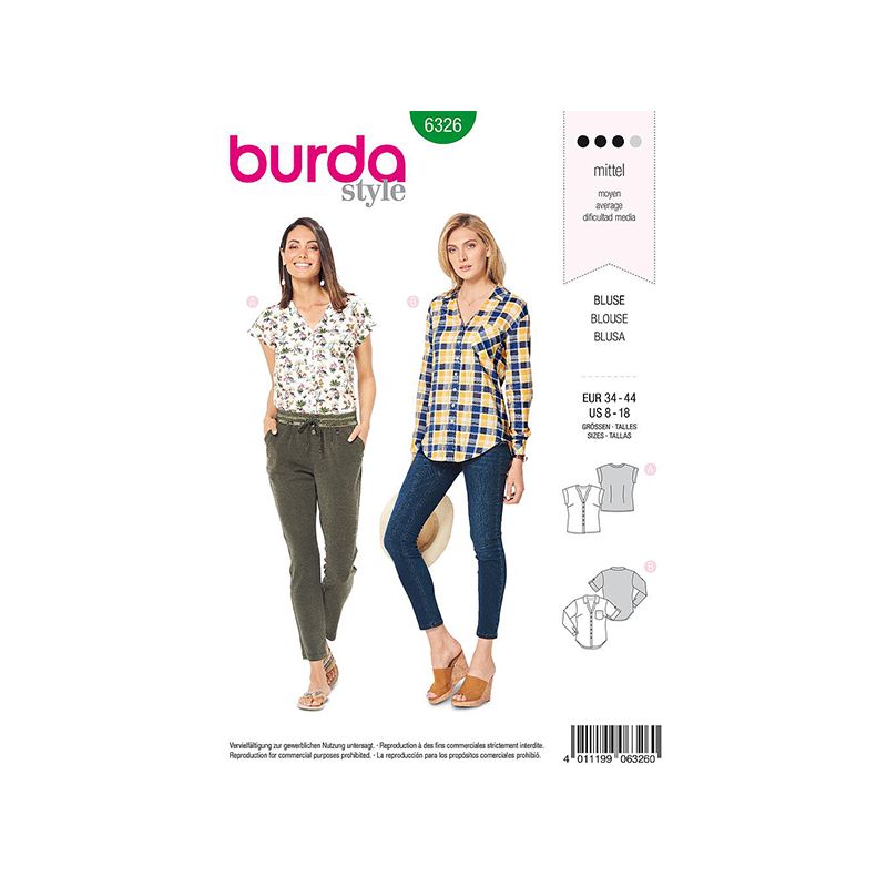 Patron Burda Style 6326 Chemisier pour Femmes de 36 à 46