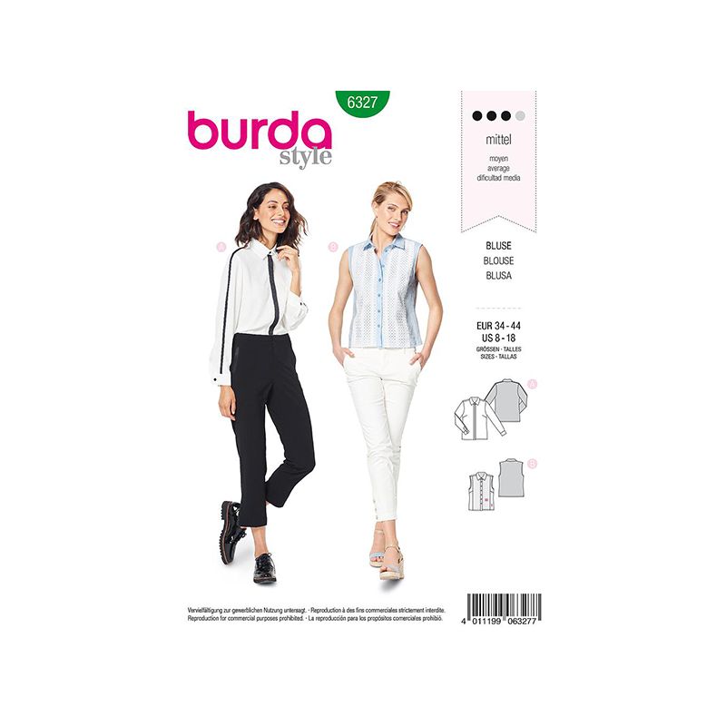 Patron Burda Style 6327 Blouse pour Femmes de 36 à 46