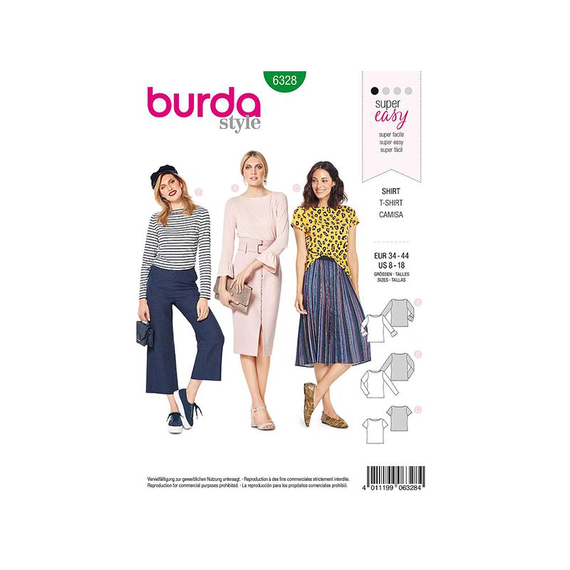 Patron Burda Style 6328 T shirt pour Femmes de 36 à 46