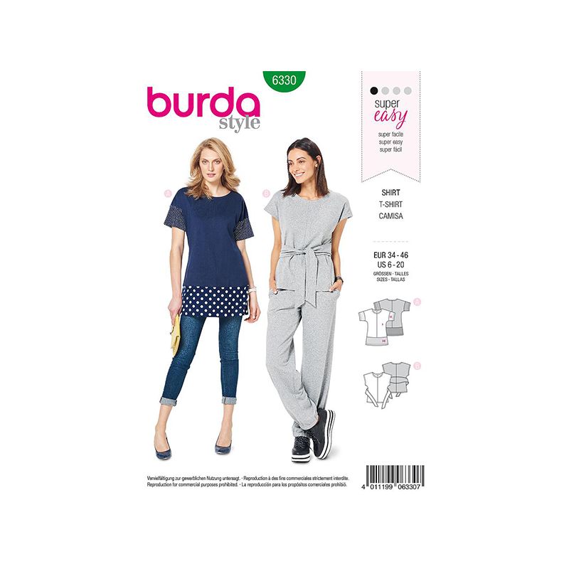 Patron Burda Style 6330 Blouse pour Femmes de 36 à 46