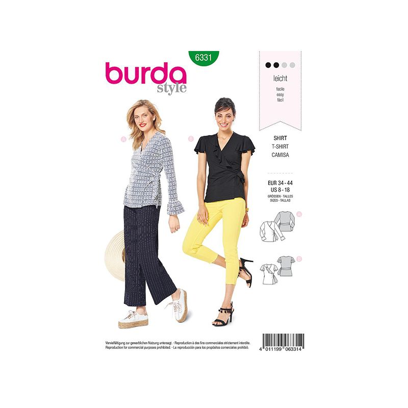 Patron Burda Style 6331Blouse pour Femmes de 36 à 46