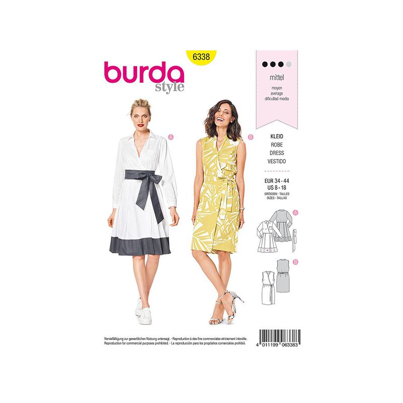 Patron Burda Style 6338 Robe Portefeuille pour Femmes du 36 au 46