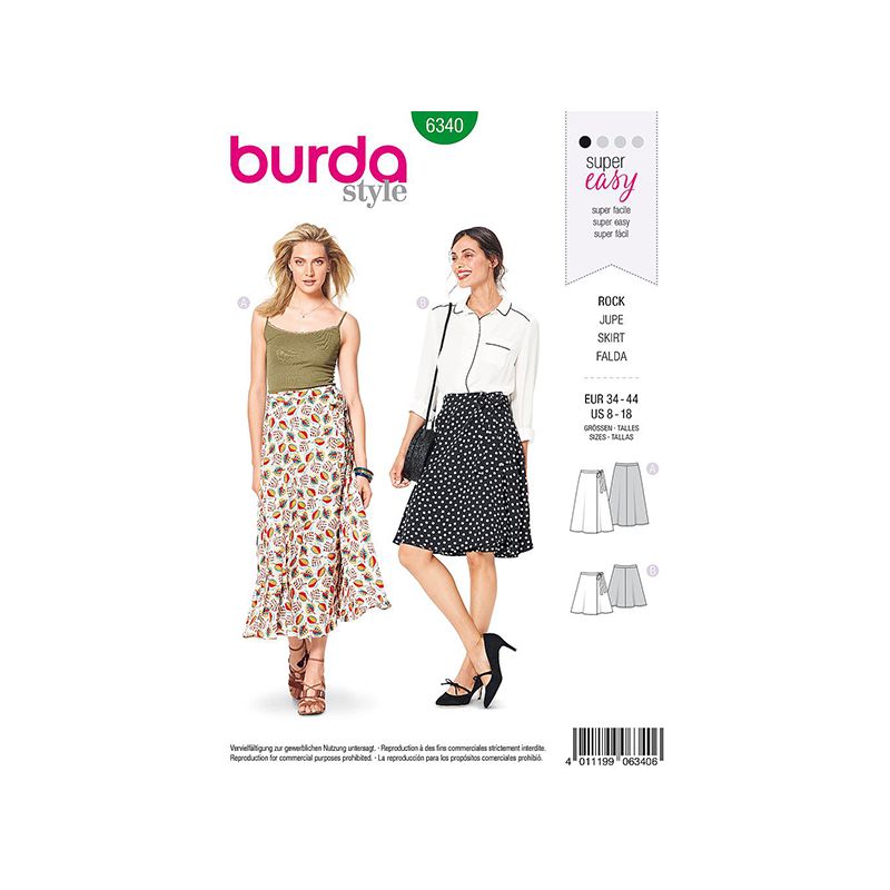 Patron Burda Style 6340 Jupe pour Femmes de 36 à  46
