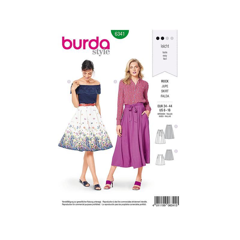 Patron Burda Style 6341 Jupe pour Femmes de 36 à 46