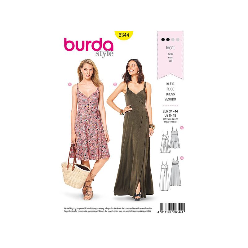 Patron Burda Style 6344 Robe pour Femmes de 36 à 46