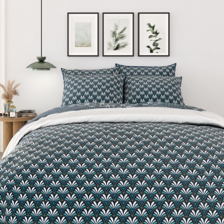 Linge de Lit Percale Noam Bleu - Tissus des Ursules