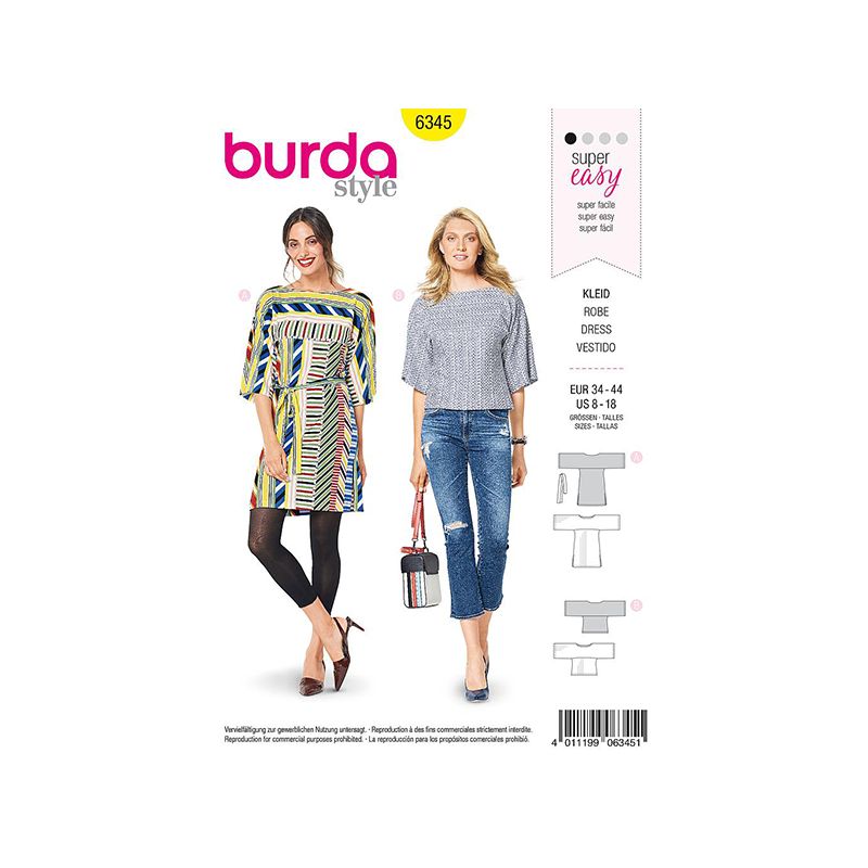 Patron Burda Style 6345 Robe et T-Shirt pour Femmes de 36 à 46