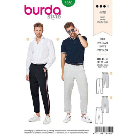 Patron Burda Style 6350 Pantalon pour Hommes de 48 à 48