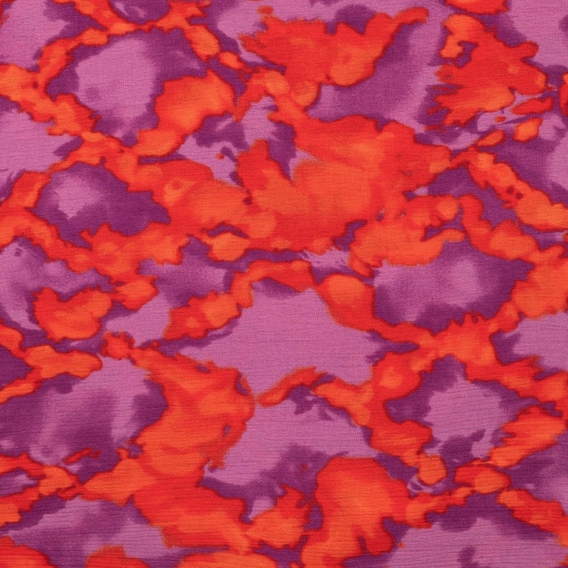 Tissu Crepe Viscose Fluide Abstrait Violet 