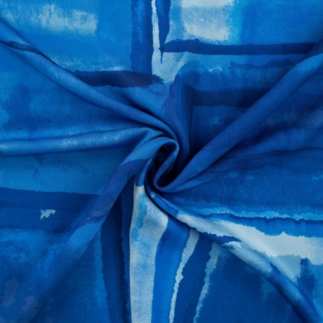 Tissu Satin Viscose Imprimé Bleu